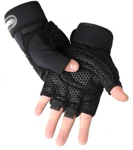 lot 6396 image: SUJAYU Full Palm Workout Gloves with Wrist Wraps, Mens, Black, Size L