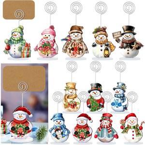 lot 6421 image: Yookeer 24 Pcs Christmas Snowman Wood Place Card Holders