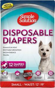 lot 6429 image: Simple Solution Female Dog Disposable Diapers, Size S, 12 Count
