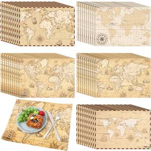 lot 6430 image: Eaasty Disposable World Map Paper Placemats 50 Pcs 13.4 x 9.45 Inch