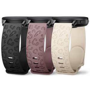lot 6452 image: Huadea 3 Pack 20mm Leopard Engraved Silicone Watch Band For Garmin Venu Sq 2