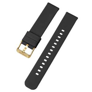 lot 6456 image: Timeure 18mm Silicone Watch Band, Black with Gold Buckle