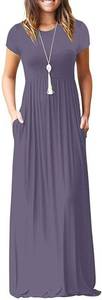 lot 6493 image: DEARCASE Womens Maxi Dress Purple Gray Large Short Sleeve Crewneck A-Line