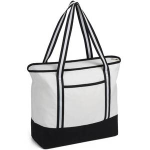 lot 6497 image: Carbrea Large Canvas Tote Bag 15 Inch with Bottom Support, White