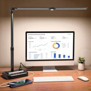 lot 7873 image: SIBRILLE LED Desk Lamp 24 Inch Dimmable Computer Light with USB Charging