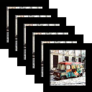 lot 13805 image: WUTL Black Picture Frames 4x4 Inch Square Natural Wood 6 Pack