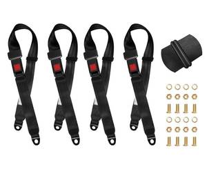 lot 13816 image: Bravokit Universal 2 Point Seat Belt Harness Kit Black 54-Inch 4 Pack