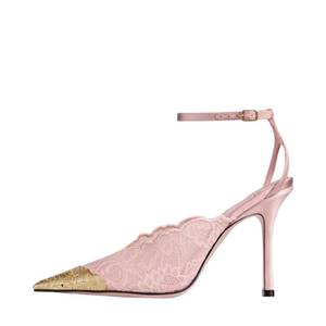 lot 13825 image: Keleimusi Womens Mesh Slingback Heels Pointed Toe 3.4 Inch Kitten Heel Pink