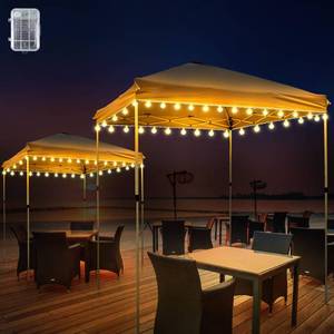lot 13830 image: ElectricWise LED Canopy Lights 40Ft 80 LED Battery Powered Warm White 2 Pack