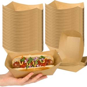 lot 13839 image: Artcochan Greaseproof Kraft Paper Food Trays 250 Pack 3lb