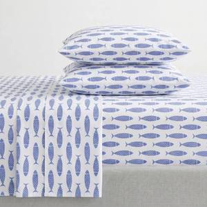 lot 13850 image: Nautica Queen Cotton Percale 4-Piece Sheet Set