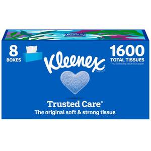 lot 13852 image: Kleenex Trusted Care Facial Tissues 2-Ply 8 Flat Boxes 200 Tissues per Box