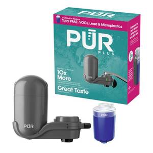 lot 13875 image: PUR Plus Faucet-Mount Water Filtration System Lead-Reducing Filter Grey