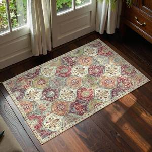 lot 13879 image: Lahome Washable Indoor Door Mat Rug 2x3 Moroccan Floral Entryway
