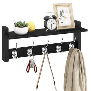 lot 13895 image: Homode Wall Coat Rack With Shelf, Black Wood Entryway Hanger With 5 Hooks