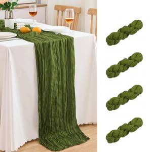 lot 13909 image: RAINISH Olive Green Cheesecloth Table Runner 21.5 x 120 Inch 18 Pack