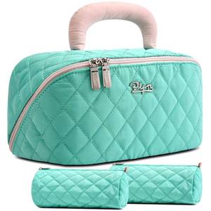 lot 13940 image: BOYATU Travel Makeup Bag 3-in-1 Quilted Cosmetic Organizer Set