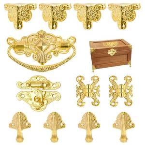 lot 14273 image: MOROBOR Gold Jewelry Box Hardware Kit Zinc Alloy Hinges Latch Handle Corners