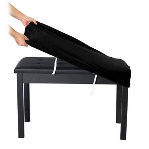 lot 14281 image: SINOSSO 2-Person Piano Bench Cover Velvet Stretch Slipcover Size M Black