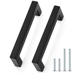 lot 14286 image: Probrico Black Cabinet Pulls 4 Inch Hole Center Stainless Steel 5 Pack