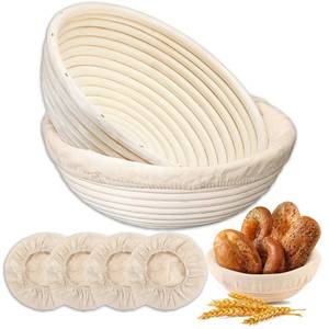 lot 14291 image: MarzeMuun Banneton Bread Proofing Basket Set of 2 9 Inch Round Rattan