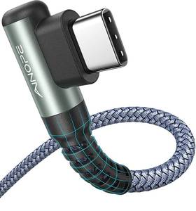lot 14327 image: AINOPE Right Angle USB C Cable 10FT 3.1A Nylon Braided