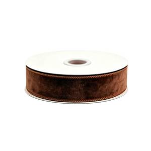 lot 14337 image: Songye Brown Velvet Wired Ribbon 1 Inch x 10 Yards