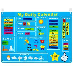 lot 14345 image: WATINC My First Daily Calendar Felt Board Kit 3.5 Ft 70 Pcs