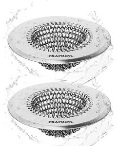 lot 14376 image: TRAPMATE Stainless Steel Kitchen Sink Drain Strainer 2 Pack 4.4 Inch