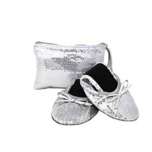 lot 14381 image: Silky Toes Womens Foldable Ballet Flats with Drawstring Pouch