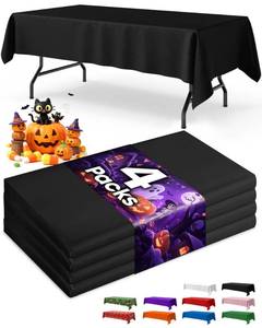 lot 14413 image: Niuara Black Plastic Disposable Table Cloth 54 x 108 in 4 Pack