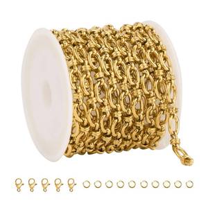 lot 14446 image: Gold Stainless Steel Rolo Chain 6.5 Ft Jewelry Making Bulk