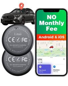lot 14491 image: Replglee GPS Tracker for Vehicles 2 Year Battery Life 2pcs Black Magnetic IP68