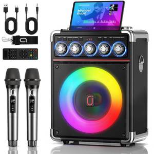 lot 17915 image: Jokmic Karaoke Machine 200W Wood Cabinet TX05  Retail $129.99