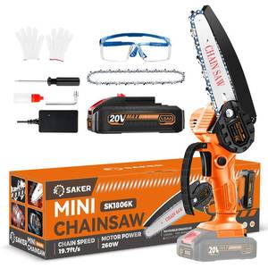 lot 17917 image: Saker Mini Cordless Chainsaw 6 Inch Battery Powered