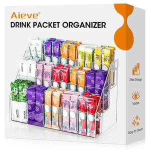 lot 17919 image: AIEVE Drink Packet Organizer 15 Compartments Clear Acrylic Sugar Packet Holder