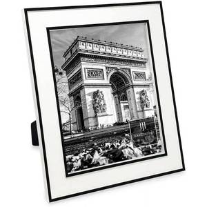 lot 17951 image: Isaac Jacobs 8x10 White Double Border Picture Frame with Black Easel