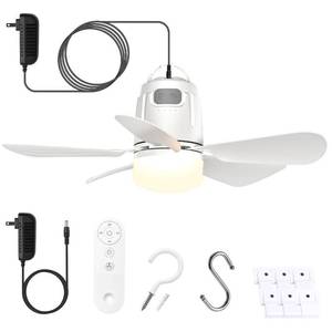 lot 17952 image: Gliztech Gazebo Ceiling Fan with Light 20 Inch Plug-In Outdoor
