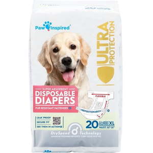 lot 18027 image: Paw Inspired Disposable Dog Diapers Female X-Large 20 Count Model 1388