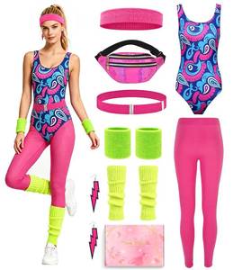 lot 18477 image: XOTOBO Womens 80s Workout Outfit 12-Piece Set Blue Size S