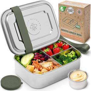 lot 18489 image: Everusely Stainless Steel Bento Box Condiment Container - Sage, 37oz  1.1 L