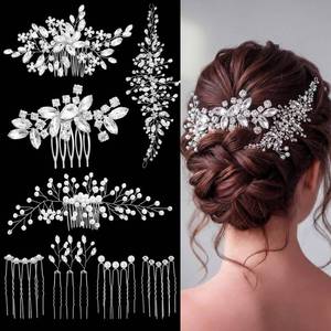 lot 18497 image: Maitys Bride Hair Accessories Pearl Crystal Combs 44 Pcs