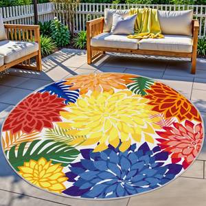 lot 19002 image: Arenarug Outdoor Patio Rug Floral Waterproof Washable 6x6