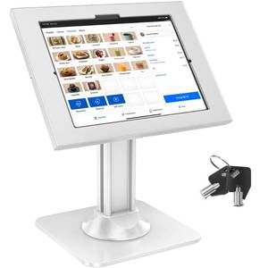 lot 19003 image: AboveTEK iPad Kiosk Stand Anti-Theft 360° Swivel 75° Tilt White