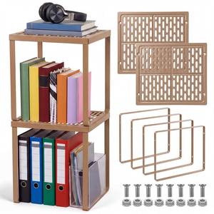 lot 19005 image: Colarr Metal Locker Organizer Shelf 2 Pack Stackable 2-Tier Brown