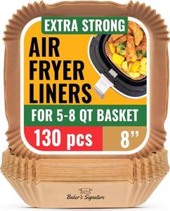 lot 20053 image: Bakers Signature Air Fryer Liners Disposable Unbleached Parchment Paper