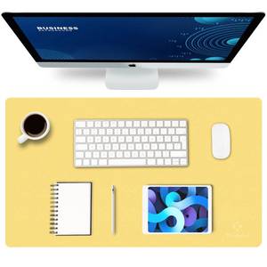 lot 20066 image: K KNODEL Desk Mat Leather Mouse Pad 23.6 x 13.8 Inch Yellow