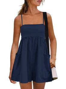 lot 20070 image: Yanekop Womens Summer Romper Shorts Spaghetti Strap Wide Leg Sleeveless Medium