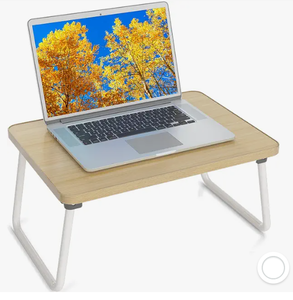 lot 17948 image: Foldable Lap Desk with Light Wood-Look Top and Folding Gray Metal Legs