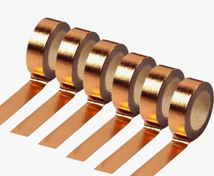 lot 18019 image: Lot of Amber Translucent Adhesive Tape Rolls on White Cores